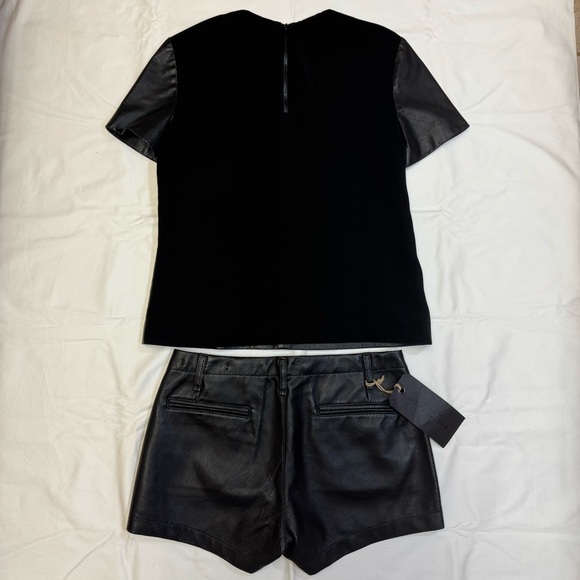 New Rag & Bone Black Lamb Skin Leather Shirt and Shorts Set size M and 27 Shorts - Picture 12 of 13
